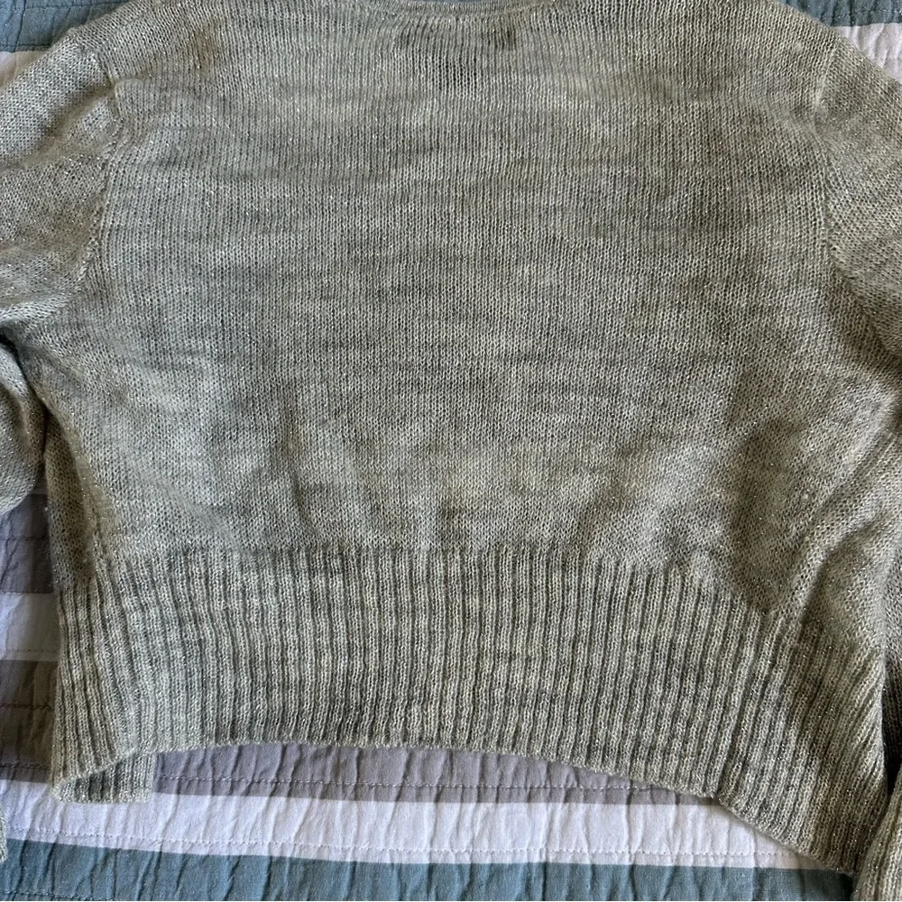 Express Y2K Vintage Merino Alpaca Mohair Gray Silver Crop Sweater XS